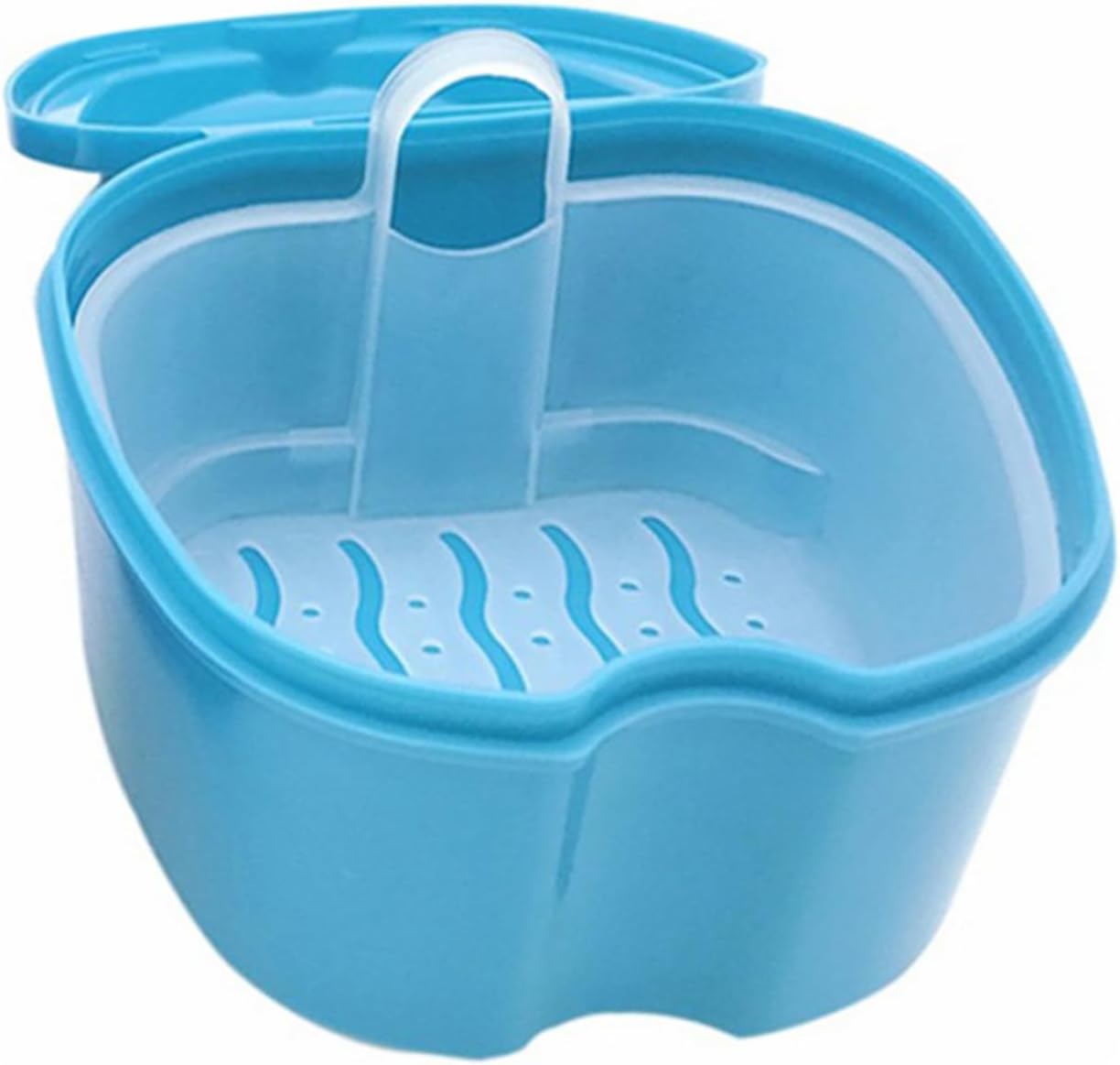 Denture Case Portable Dental Retainer Box with Strainer Basket Denture