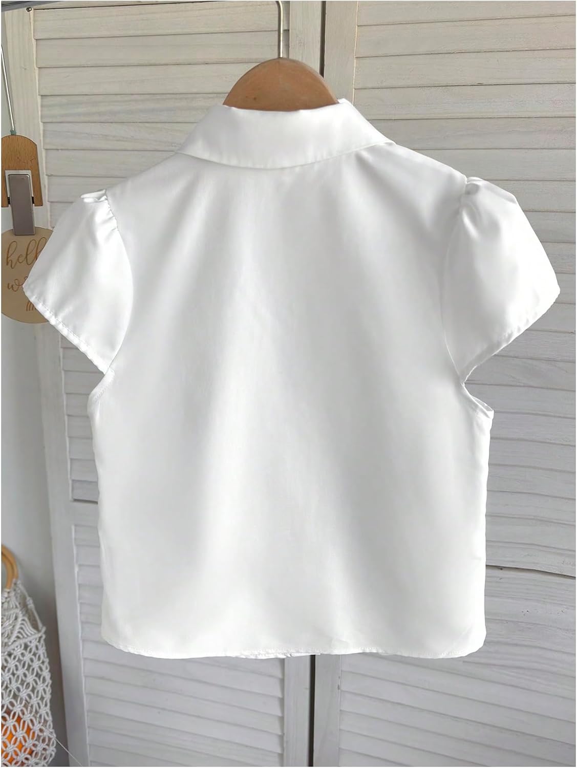SweatyRocks Girl's Button Down Shirt Ruched Collar Short Sleeve Summer Blouse Tops - Image 2