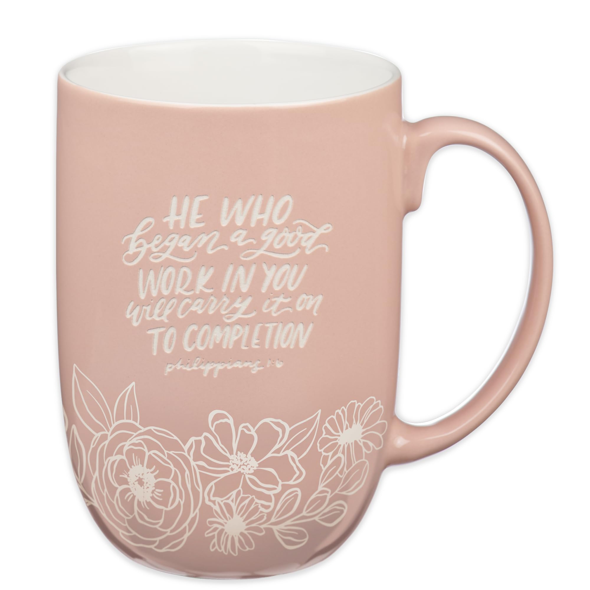 Christian Art Gifts Large Inspirational Scripture Ceramic Novelty Coffee Tea Mug for Women Began a Good Work Encouraging