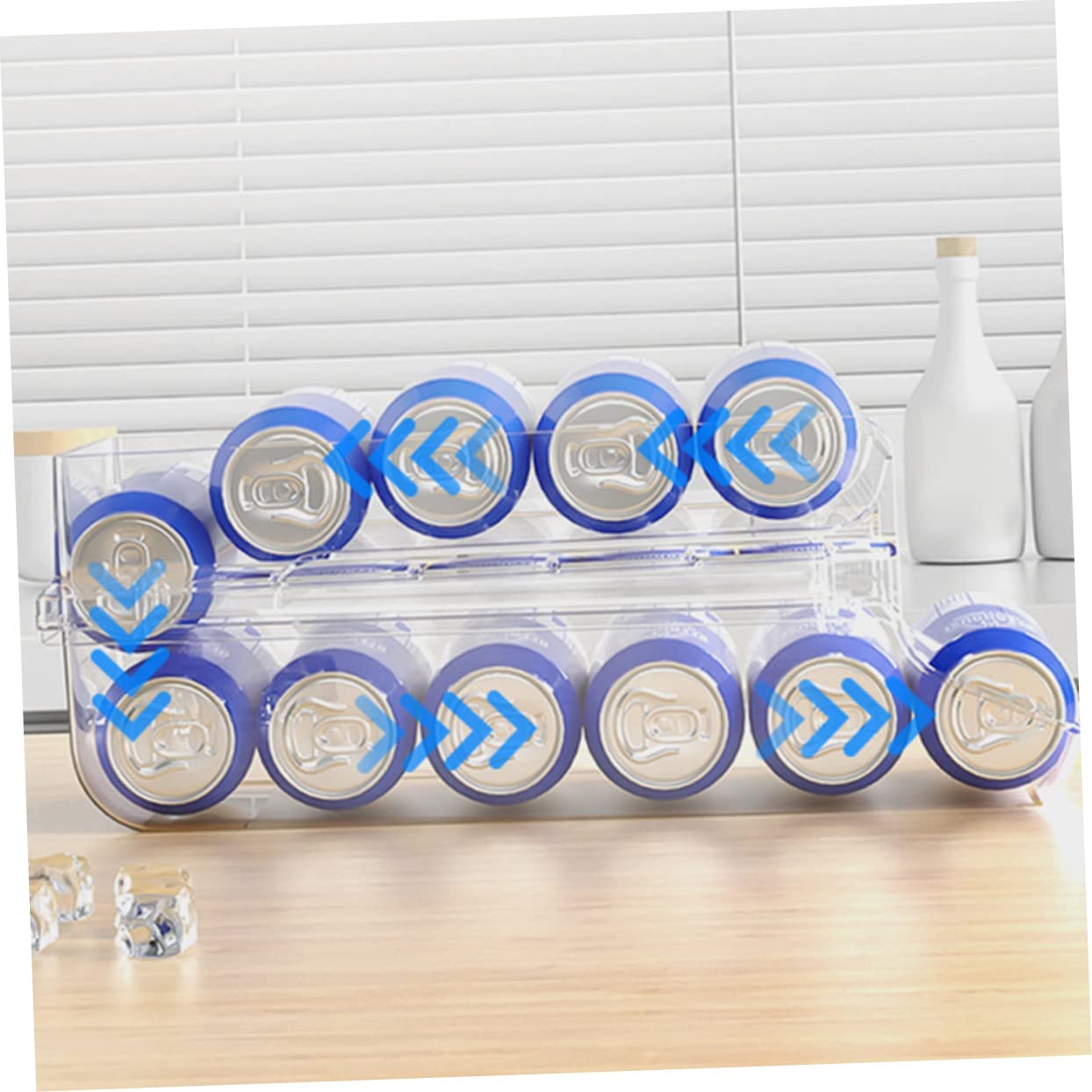 GLEAVI Dispensador de Latas Doble Capa de Plástico para Refrigerador | Caja Transparente, Organizador de Refrescos, 1 Pieza, Diseño Apilable para Tienda y Apartamento