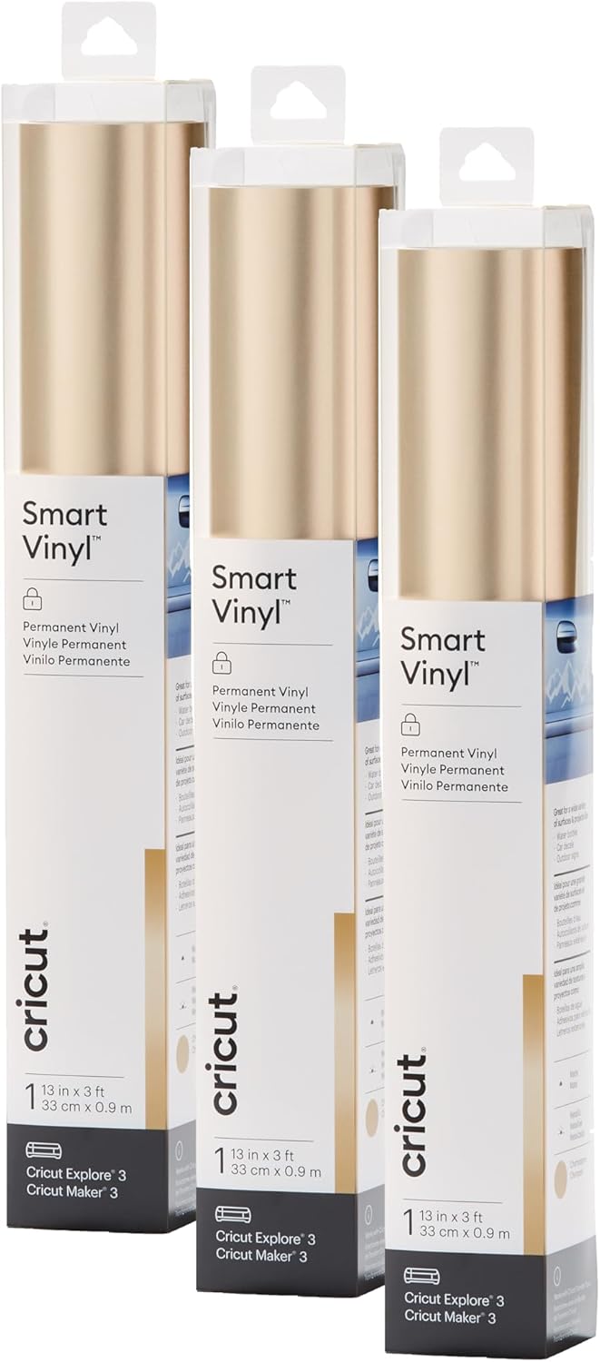 Hot Deals Today 🇺🇸 – Cricut Smart Permanent Vinyl, Matte Metallic (Champagne) | 3-Pack of...
