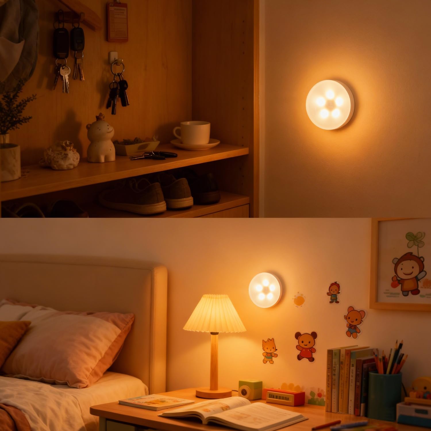 4 Pack Rechargeable Puck Lights with Remote & Touch Control, Wireless Under Cabinet Lighting, 3 Color Temperatures & Dimmable Stick on LED Lights, Magnetic Tap Light for Closet, Shelf Display, Kitchen