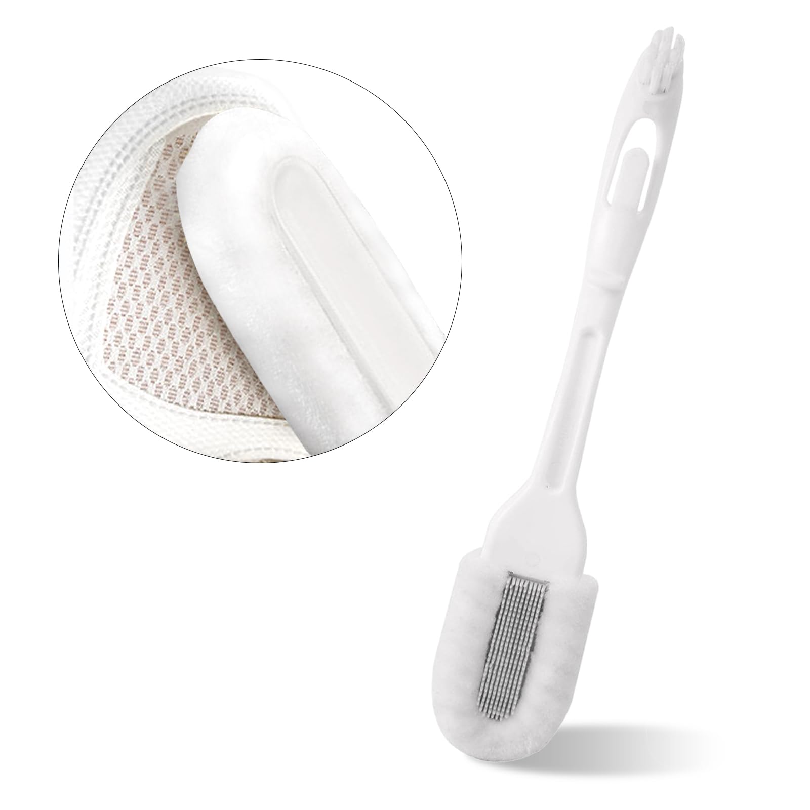 Feelorna Professional Cleaning Shoe Brush, Multifunctional Ergonomics Handle Shoe Brush Cleaner, Soft Bristle Shoes Cleaning Scrubber (Both-end Brush)