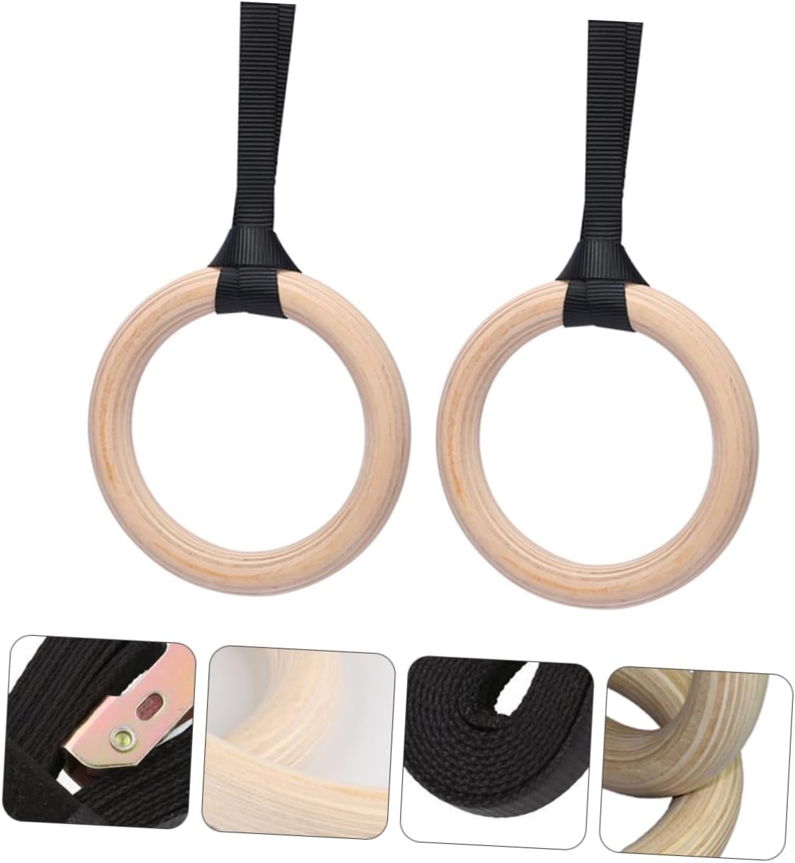 Wood Gymnastics Rings Premium Strength Training Supplies for Home Gym Adjustable Height Engages Core Versatile Workout Equipment for Pushups Dips and More