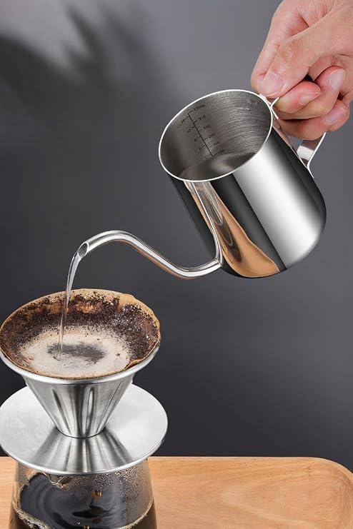 Steel Scale 350ml 7 Cup Coffee Brewing pitcher Espresso Hot Water pitcher mt116