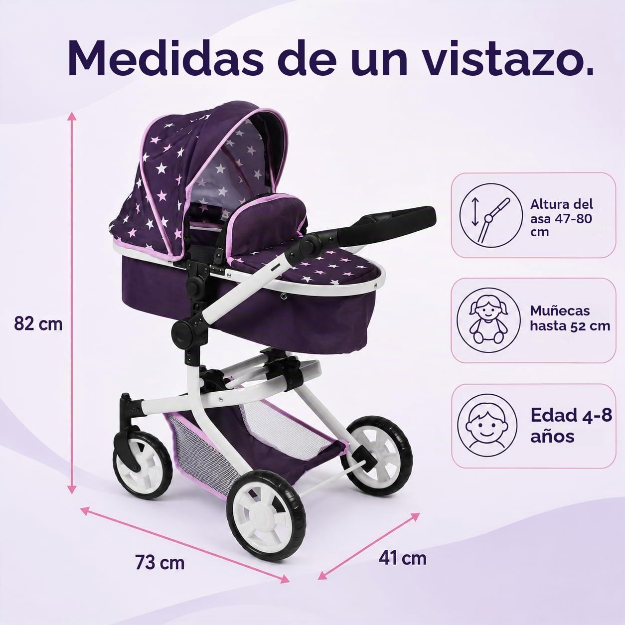 Bayer Chic 2000 595 71 Mika - Carrito para muñecas, diseño de Estrellas, Color Lila