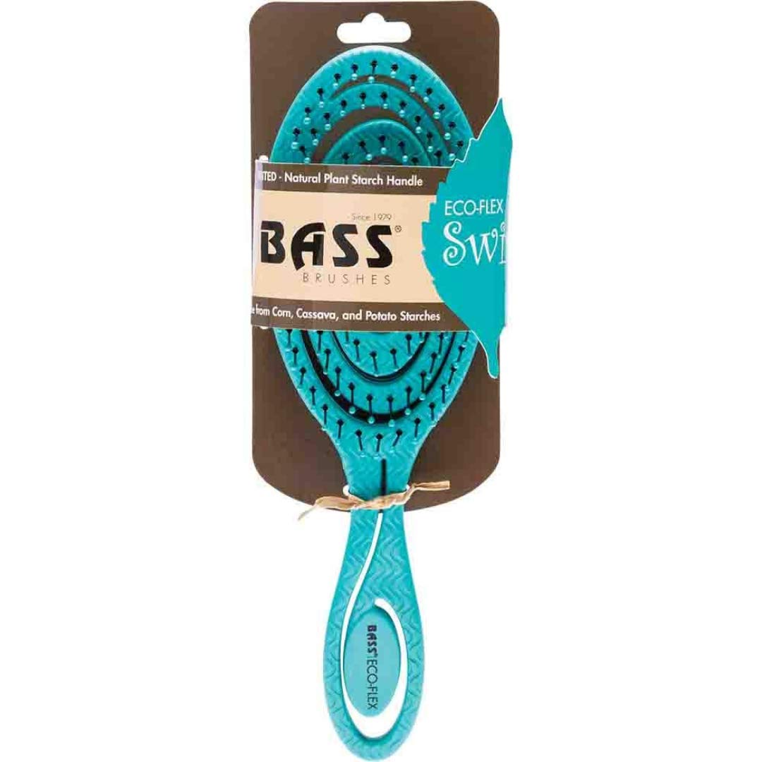 BassHair Brush | Detangling | Flexible Nylon Pins | Swirl Shape | Teal