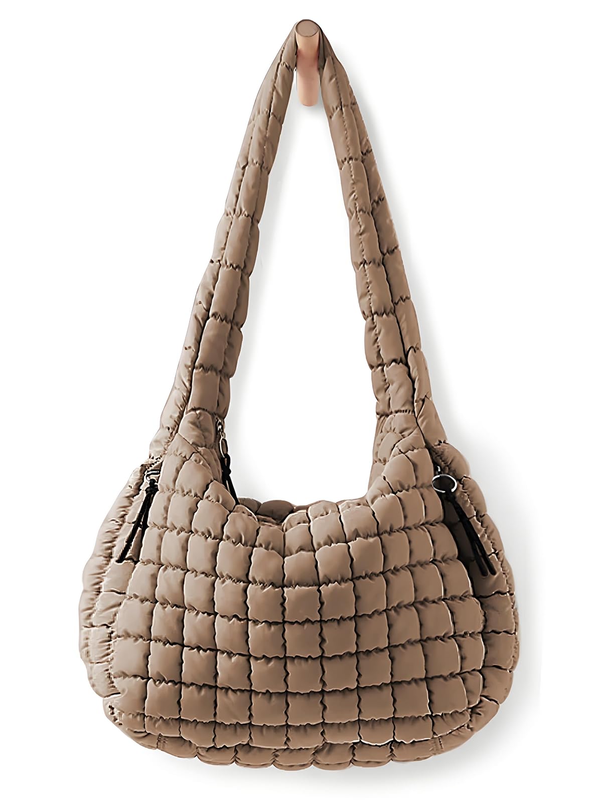 Dulayoo Puffer Quilted Satchel? Bag for Women Puffy Trendy Large Space Travel Bag Women Crossbody Satchel? Khaki