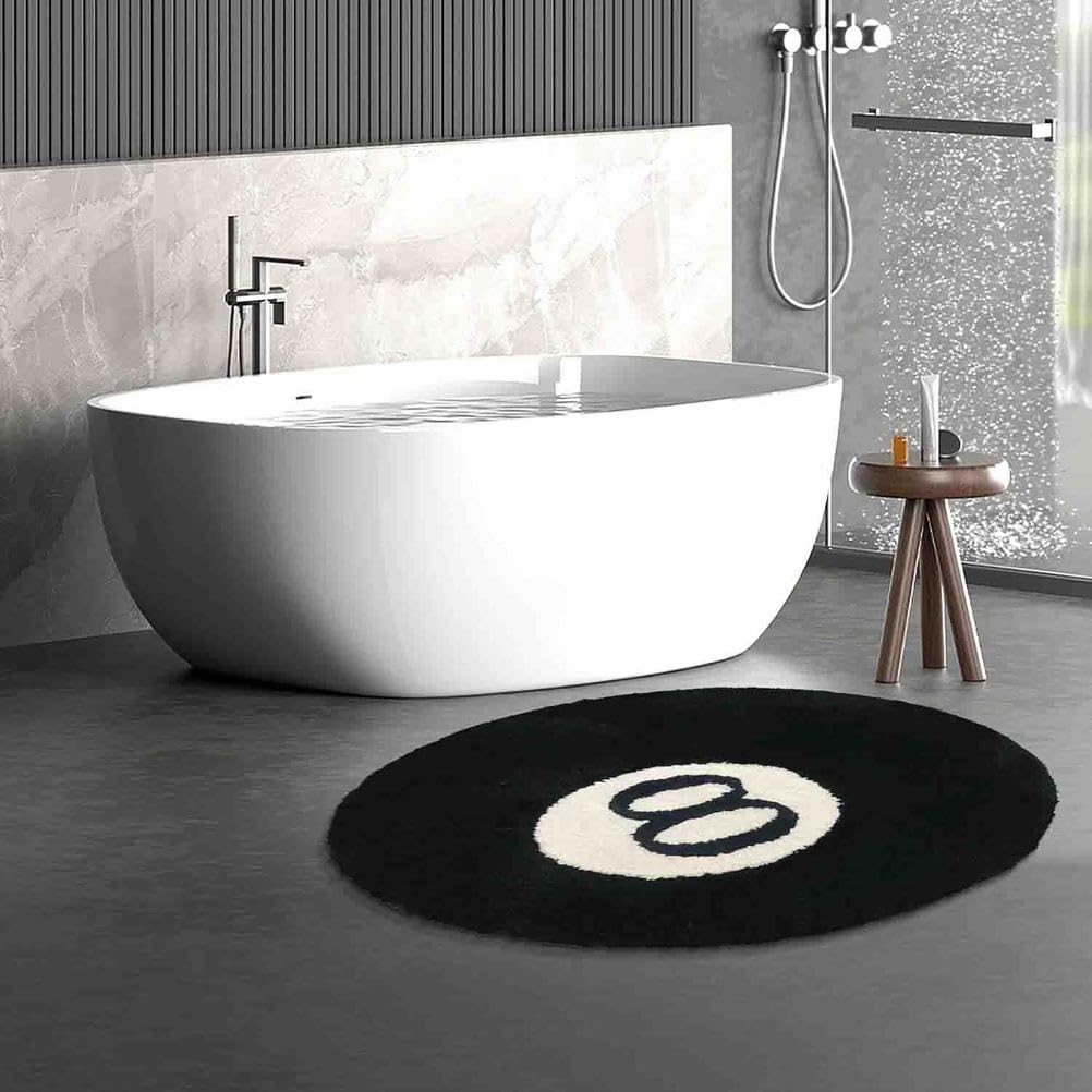 Tappeto Decorativo Rotondo con 8 Palline Tappeto a 8 Palline Simulazione Biliardo Rugby Assorbente Antiscivolo Lavabile in Lavatrice per Feste Soggiorno,A Flocking,100cmx100cm