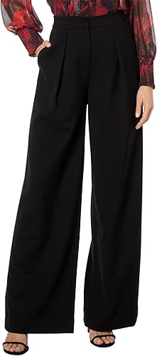 BCBGMAXAZRIA Pantalón de cintura alta con cremallera y pierna ancha para mujer