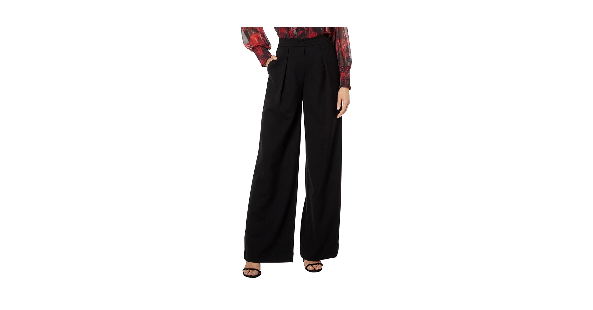 BCBGMAXAZRIA Women's High Waisted Wide Leg Zipper Pant