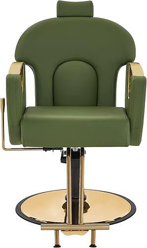 Miniatura 3 de BarberPub Silla de peluquero clásica de lujo Bomba hidráulica Recline Beauty Spa Styling Salon para equipo de estilista 9578 (verde)