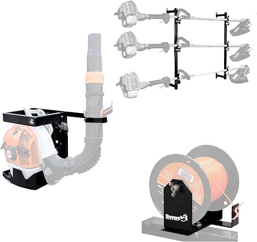 Enclosed Landscaping Trailer Solution: Buyers Products LT12 Landscape Trimmer Edger Locking Rack + LT40 Weed Wacker Commercial Trimmer Line Holder + LT24 Universal Lockable Backpack Blower Rack Holder