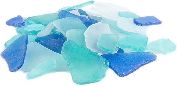 Sea Glass for Crafts 11oz Large Cobalt Blue Aqua & Frosted White Sea Glass Decor, Tumbled Seaglass, Seaglass for Crafts, Beachglass Decor, Nautical Vase Fillers, Coastal Art Supplies