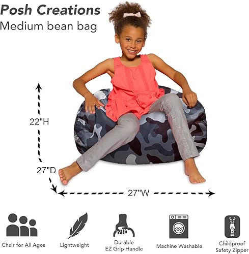 Miniatura 107 de Posh Creations - Sillón puff para niños, adolescentes y adultos, incluye funda extraíble y lavable a máquina, grande de 38 pulgadas, piel de conejo