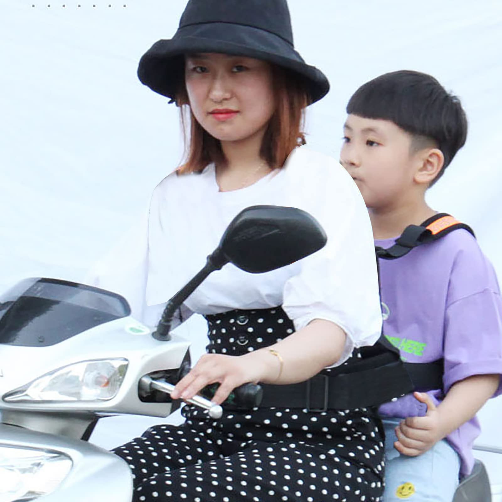 Cintura di sicurezza per bambini, per moto, per bambini, anti-caduta, per bicicletta, per bambini, per 2 – 12 anni, strisce riflettenti
