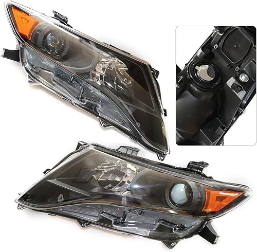Miniatura 3 de TFCFL Juego de pares de faros halógenos, faros delanteros laterales del conductor y del pasajero izquierdo + faro derecho, carcasa cromada, lente