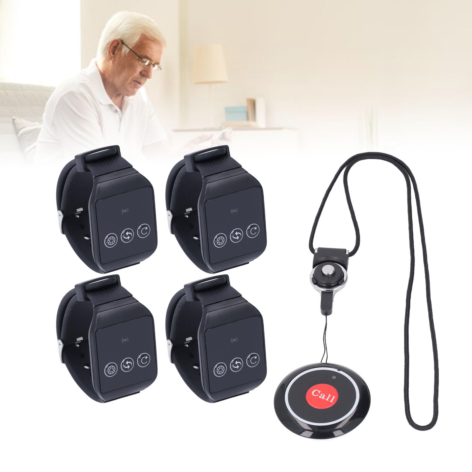 Cercapersone Wireless per Operatori Sanitari, Pulsante di Chiamata di Allarme per Infermieri Anziani per Monitoraggio Anziani/anziani con 1 Pulsante Antipanico per