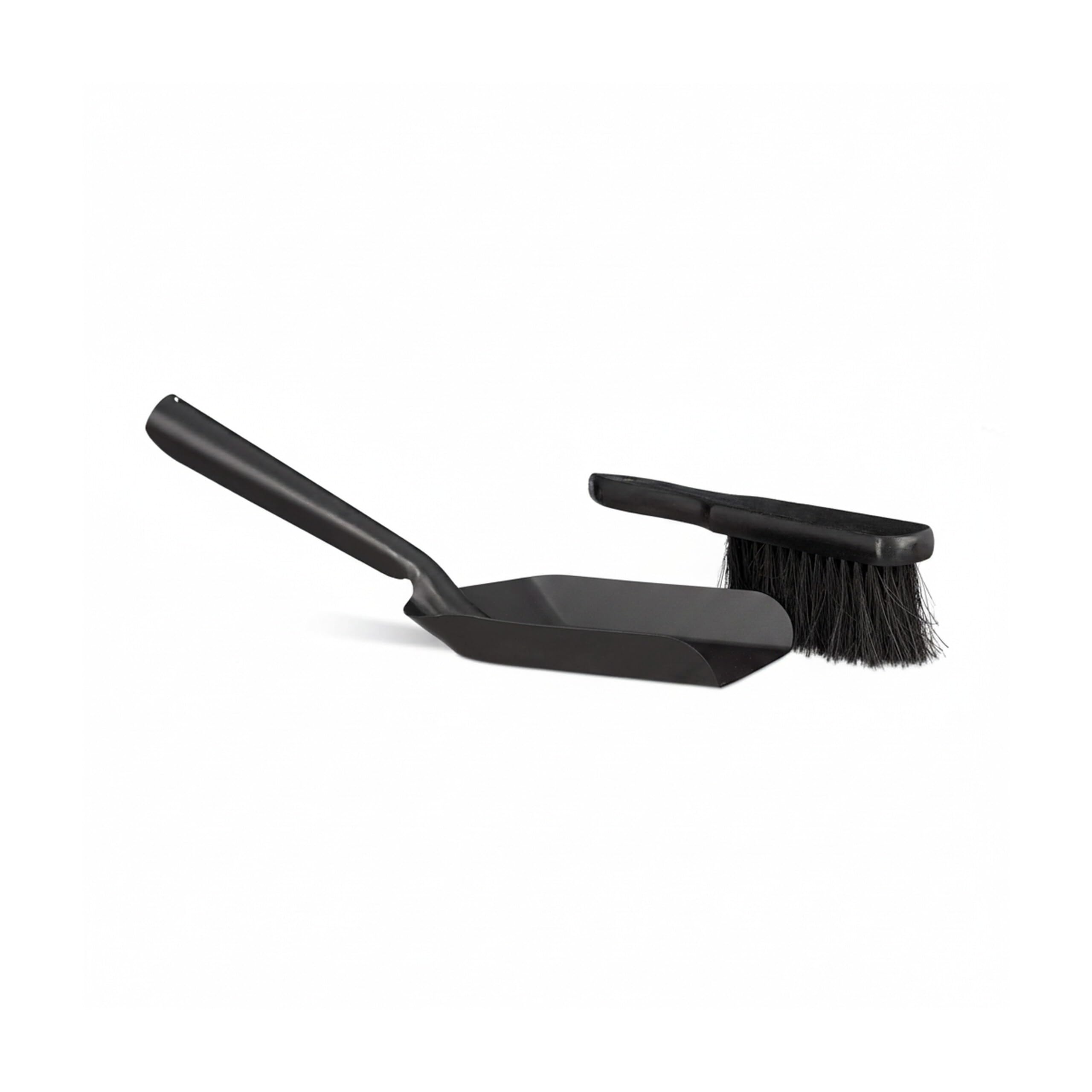 Recogedor para Chimenea con Cepillo Acero Negro 13 x 41 x 13 cm