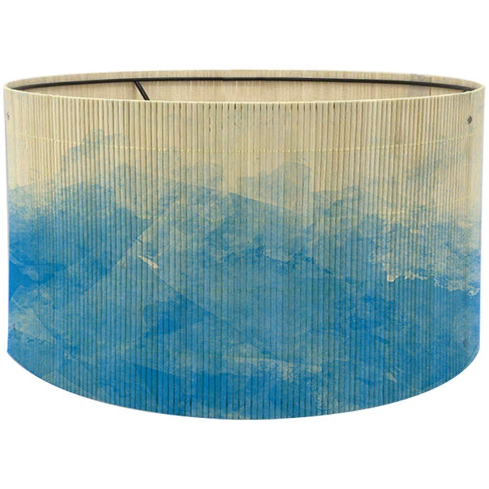 Keuyeo Bamboo Lamp Shade Chandelier Lamp Lampshade Watercolor Gradient Lamp Cover Vintage Drum Lampshade for Table Lamp Floor Light Accessory