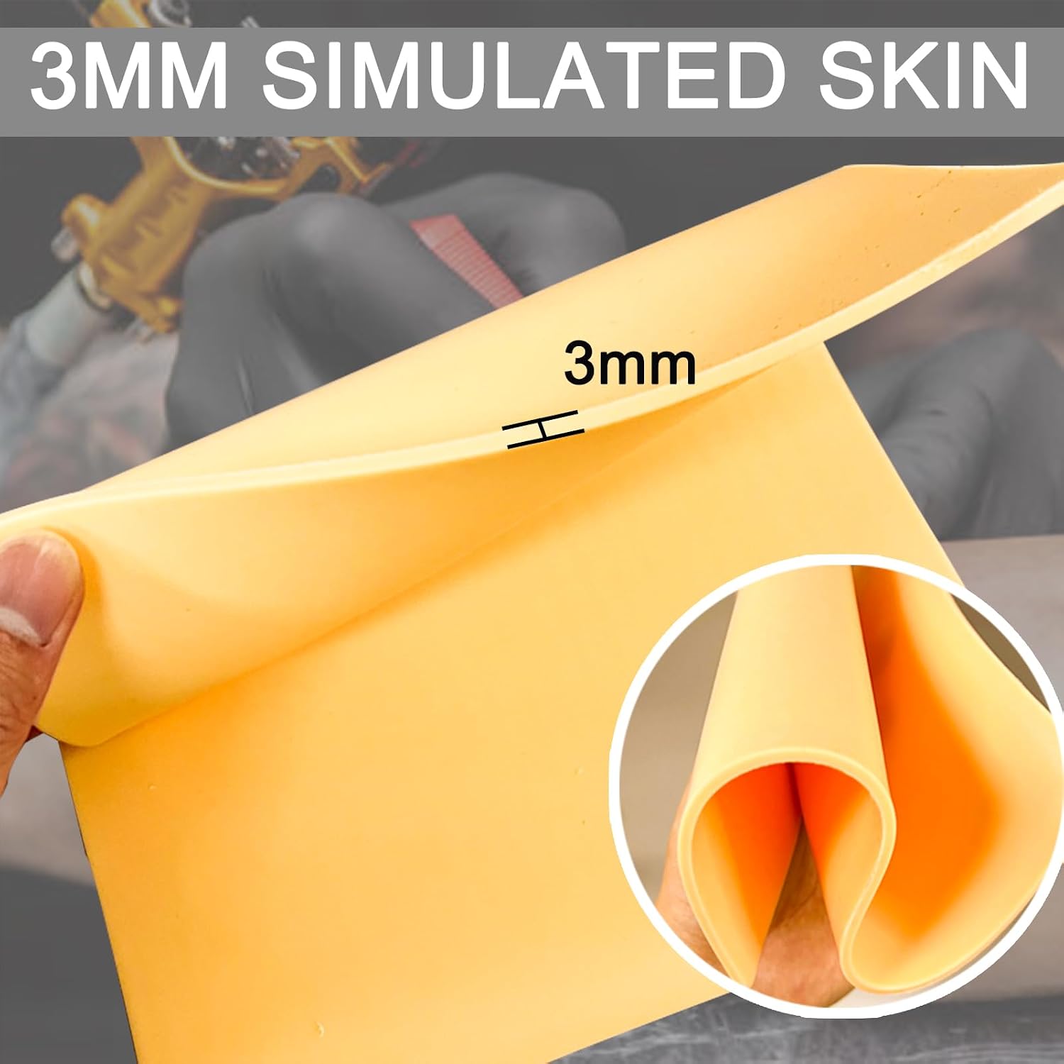 Joyeee 3MM Fake Skin Tattoo, Tattoo Skin Practice Kit, 6 Pcs 11.7x7.6" Double Sides Soft Silicone Tattoo Practice Skins and 10 Pcs Tattoo Stencil Paper, for Tattoo Beginner & Experienced Tattoo Artist