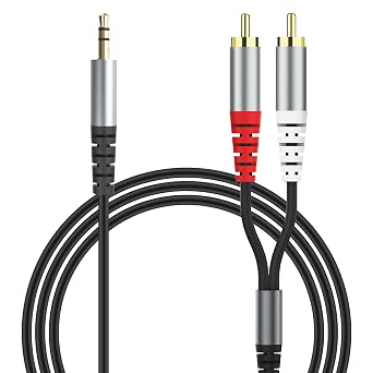 HIEbee RCA to 3.5mm AUX Cable, 1.5M/4.9Feet 3.5mm 1/8 to RCA 2-Male Headphone Jack Adapter Y Splitter Premium Stereo Audio Cord for Smartphones, Tablets, HDTV,or MP3 Players, Speakers
