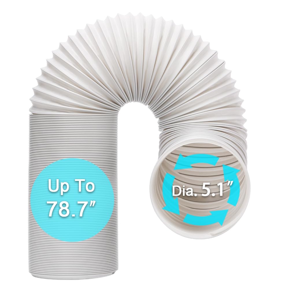 BEWAVE Portable Air Conditioner Hose, Portable Exhaust Vent Hose with 13CM Diameter, Universal Replacement AC Vent Hose Length up to 200CM