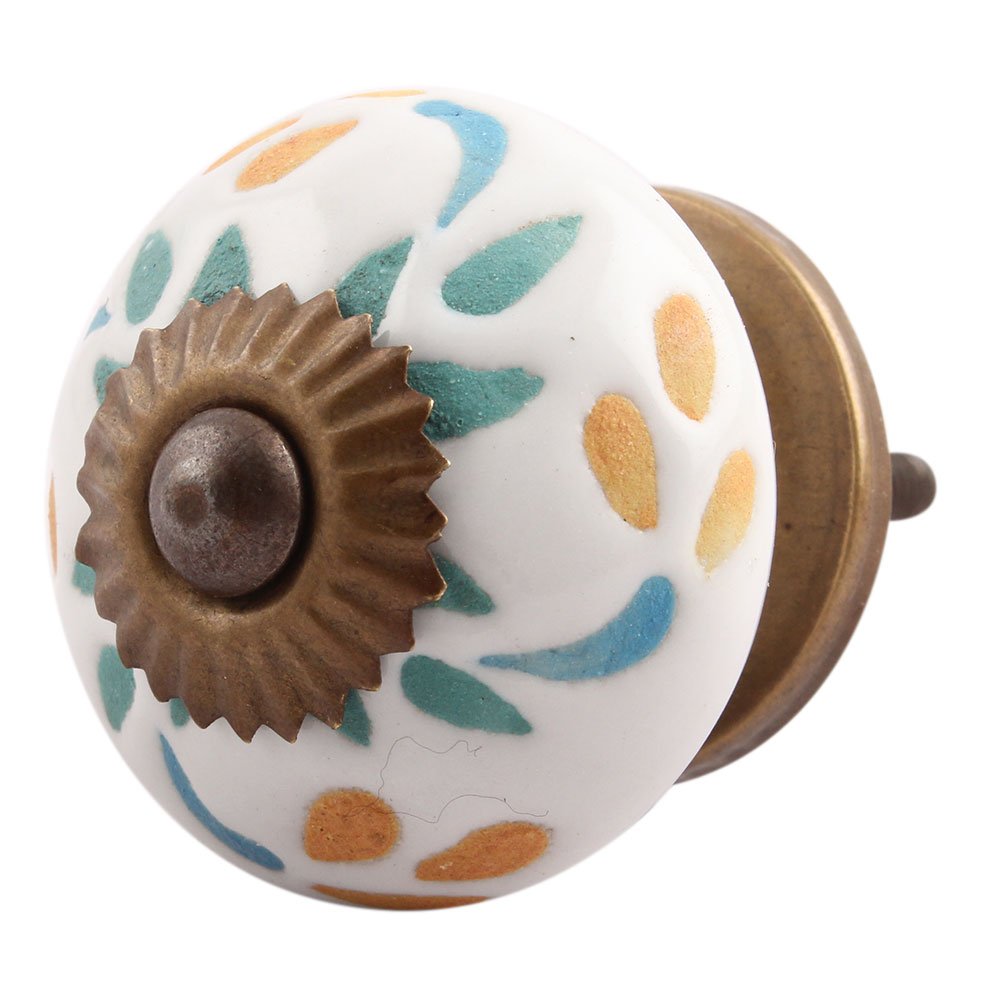 IndianShelf 4 Pack Multicolor Leaf Etched Ceramic Luxurious Drawer Knobs for Kitchen Cabinet Hardware Door Pulls Decorative Dresser Handmade (B0749NSWT9) Amazon Price History, Amazon Price Tracker