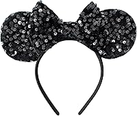 Vista 17 de KARETT Diadema con Orejas de Ratón de Lentejuelas con Lazo de Brillantina, Decoración de Fiesta de Princesa para Niñas y Mujeres