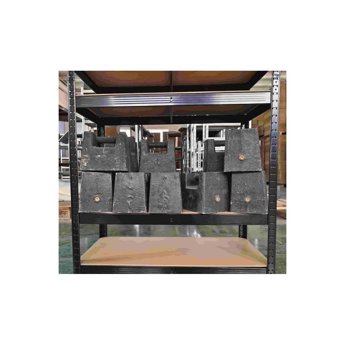 INTEC – Estante de almacenamiento metálico de 4 niveles XXL (160 x 60 x 180 cm) – 1600 kg (400 kg/nivel) – Estructura de acero galvanizado y MDF con certificación TÜV – Estantes ajustables sin