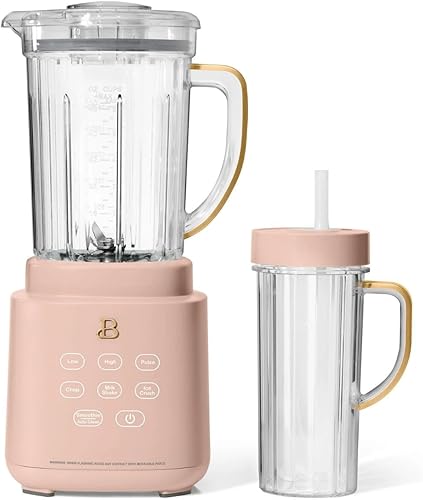 Hermosa licuadora PowerExact, tecnología PrecisionSense, 3 velocidades, 4 preajustes, tarro de 50 onzas sin BPA, taza para llevar de 20 onzas, tapa