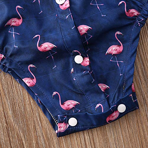 Bagilaanoe Infant Baby Boys Dress Shirt Bodysuit Formal Short Sleeve Rompers One Piece Outfits Gentlemen Clothes Navy/Flamingo/3-6 Months #TOP2