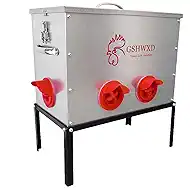 Automatic Chicken Feeder - 40 lb Capacity 6 Port Large Metal Chicken Feeders - with Locking Lid and Legs