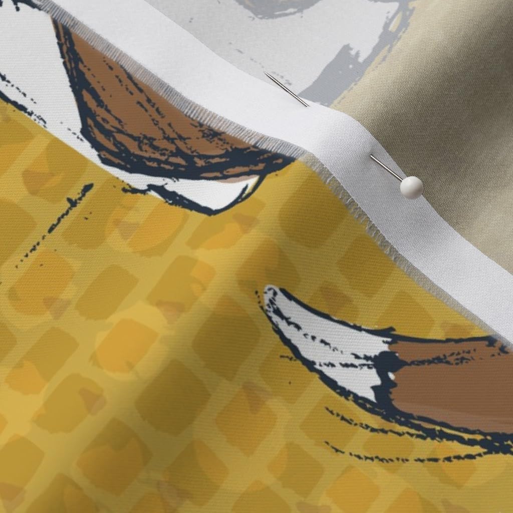 Spoonflower Fabric - Beagle Puppies Dogs Puppy Animal Cute Pet Mustard Brown Navy Yellow Printed on Organic Cotton Sateen Fabric by The Yard - Sewing Quilting Apparel Home Decor