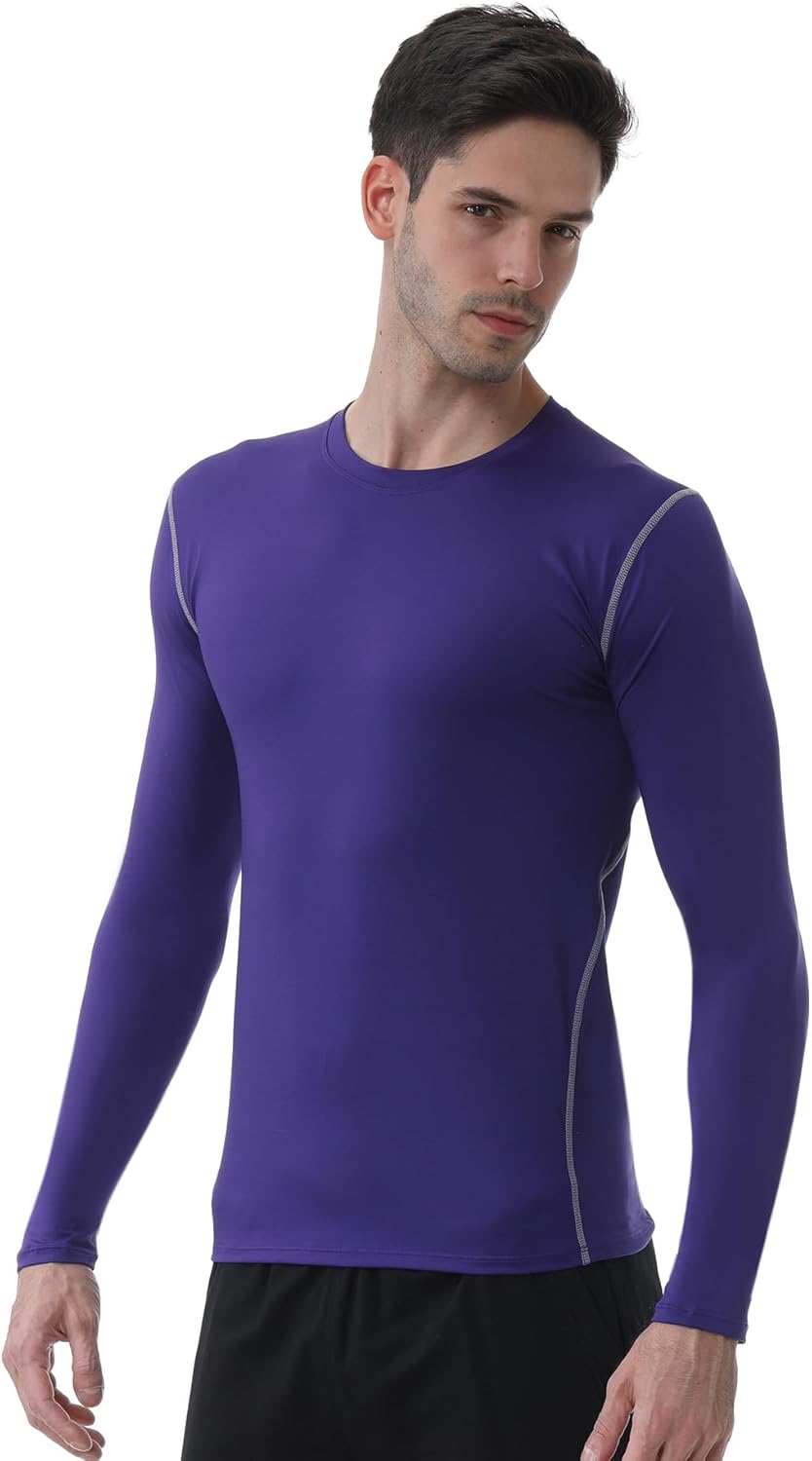 TopTie Men's Long Sleeve Compression Shirt, Athletic Workout Base Layer