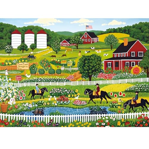 500 Piece Puzzle for Adults,Country Animal Farm Puzzles for Adults Elderly,Recycled Cardboard Vacation Puzzles 500 Piece,Challenging Family Game Great Gift for Friends,20.5 x 15 in