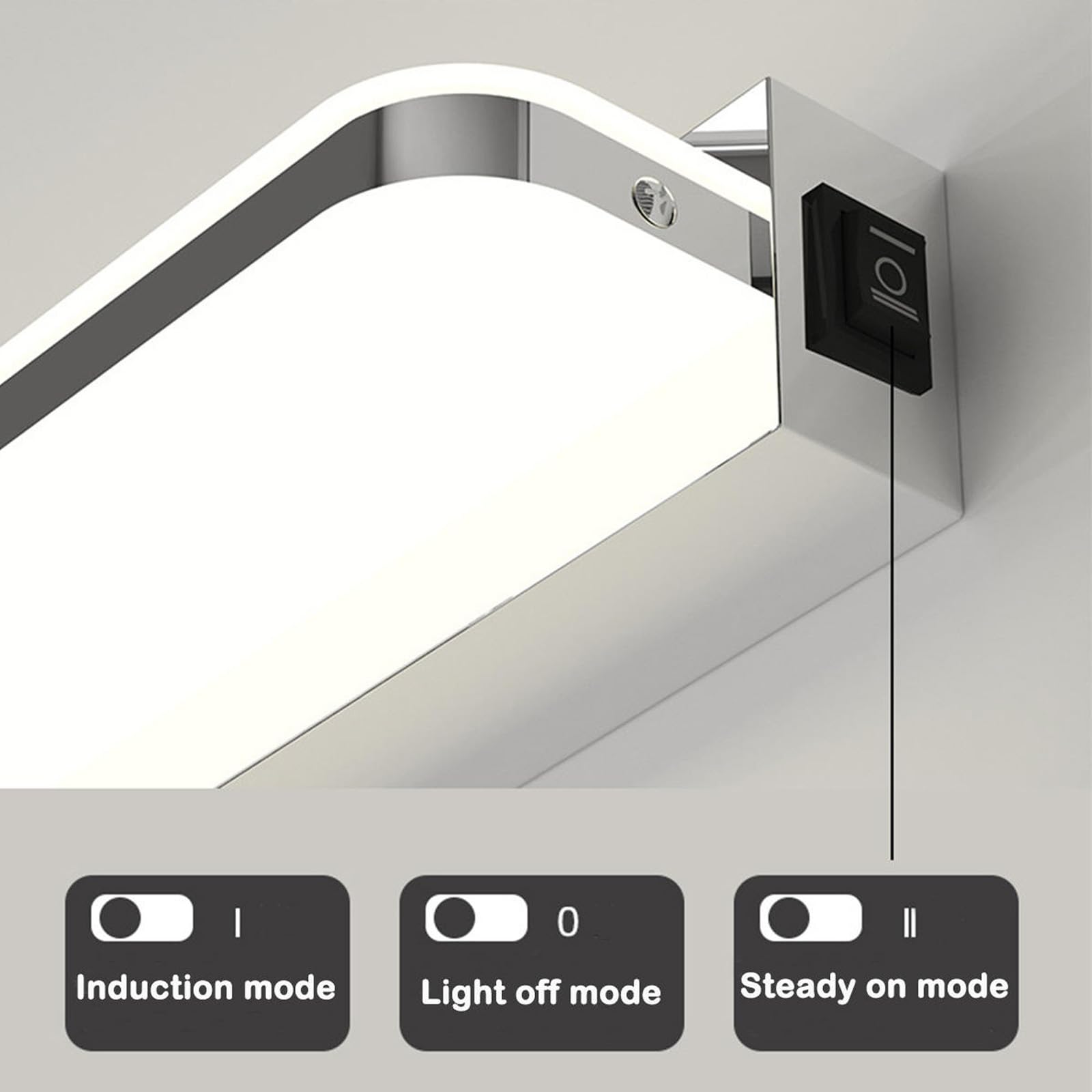 LED Spiegelleuchte Bad Wandleuchten mit Bewegungsmelder Modern Wandbeleuchtung Wasserdicht Wandlampe Bildbeleuchtung für Badzimmer Badschrank Wohnzimmer Schminktisch (Silbernes Neutrales Licht,62cm)
