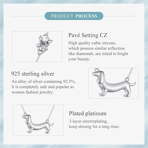 Miniatura 8 de MUNDELL 925 Sterling Silver Cute Dachshund Pendant Necklaces Cat Animal Necklaces for Women Fine Jewelry