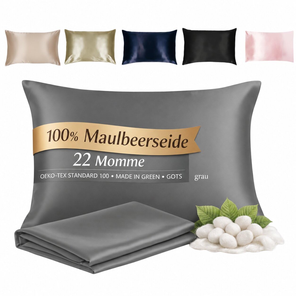 Zenpur Funda de almohada de seda 100% morera | Anti-encrespamiento, antiarrugas, hipoalergénica | Funda de seda de lujo para cabello liso y piel suave