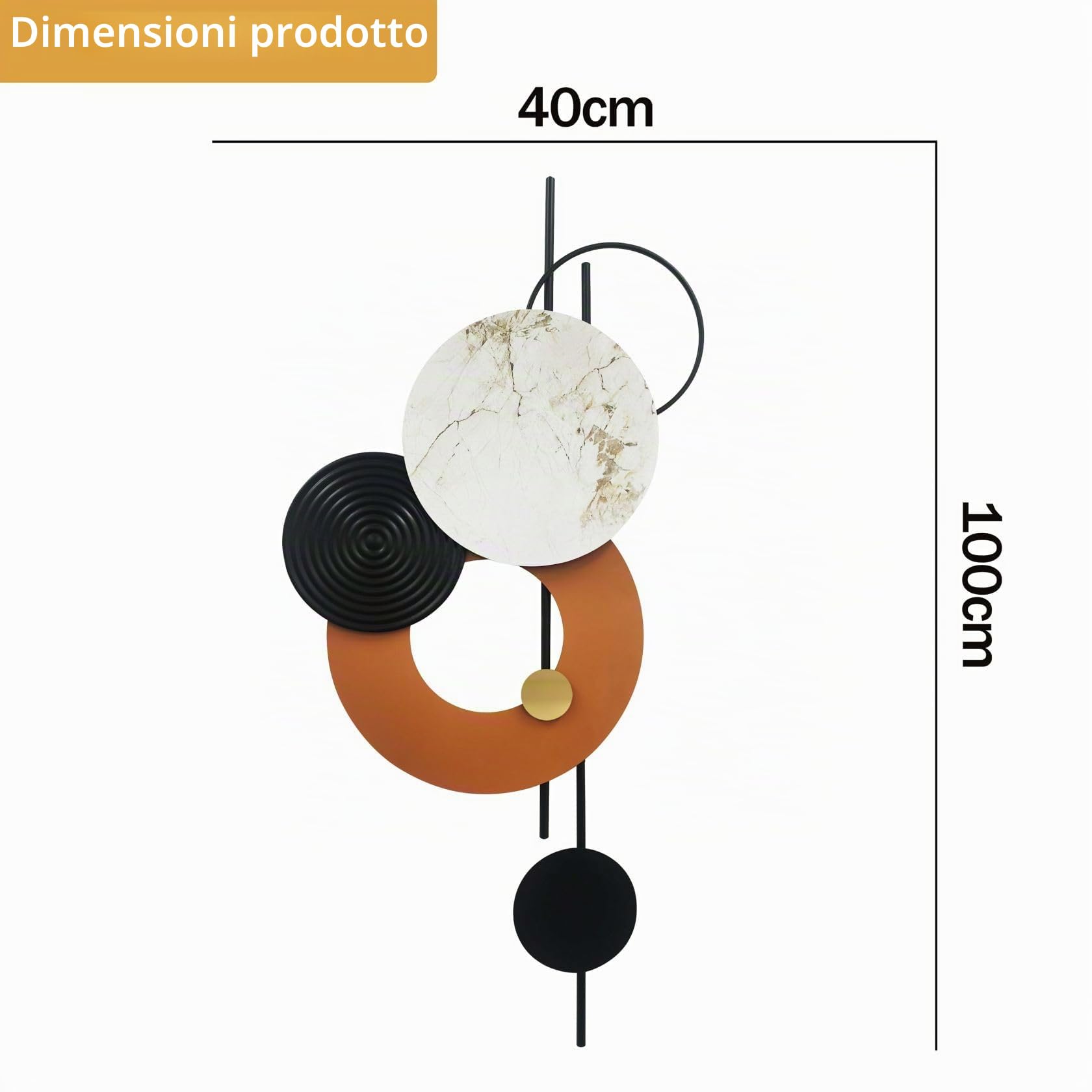 GERHWASH Decorazione da parete moderna per soggiorno, decorazione da parete in metallo 3D, grande decorazione da parete, sculture da parete rotonde Boho decorazione corridoio per ufficio a casa