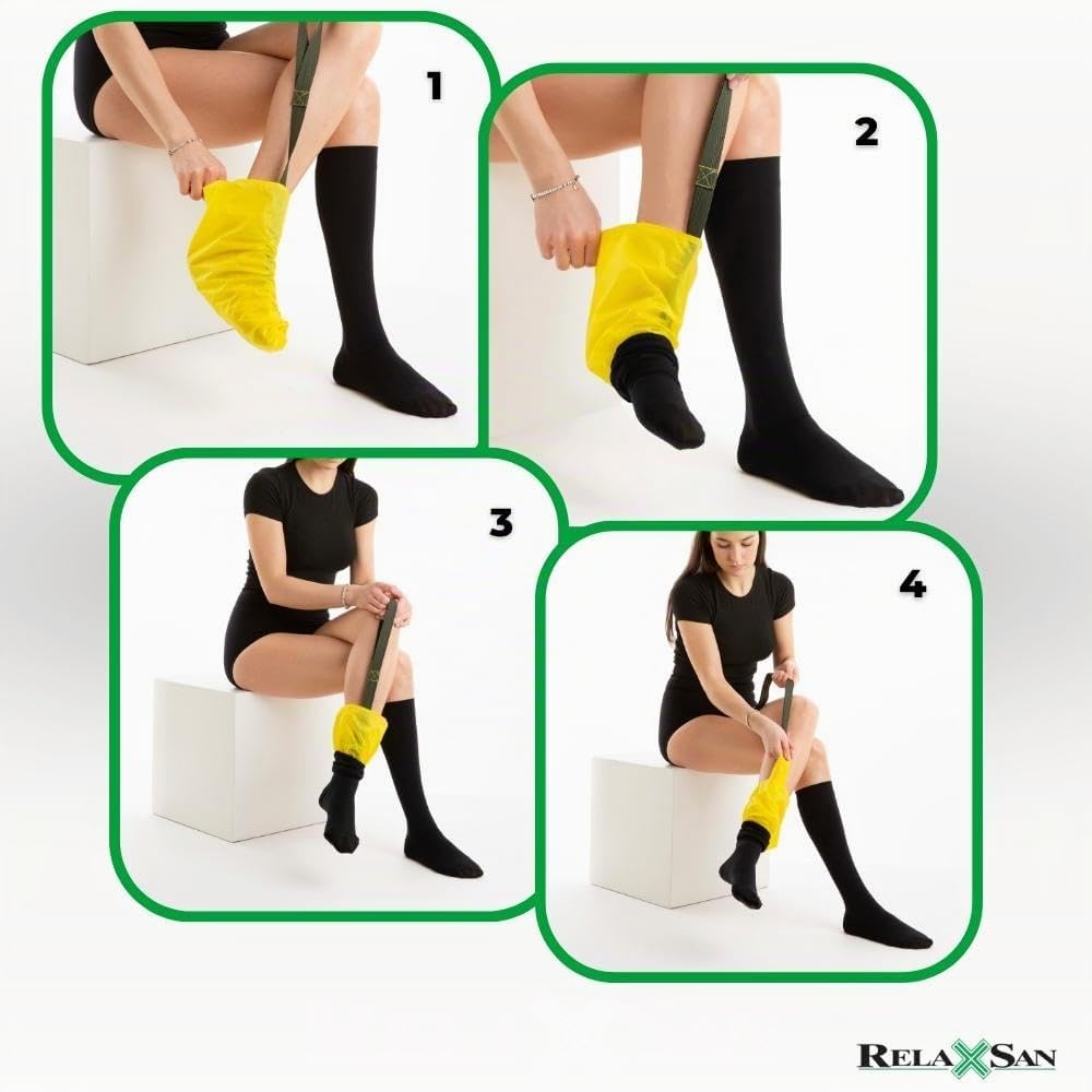 Relaxsan Calzador de Medias de Compresión, poner Calcetínes sin agacharse, Regalos Personas Mayores, con Cierre Magnético, Perslide+