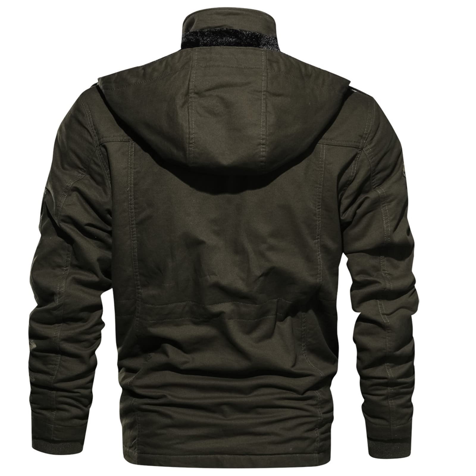 Militär Funktionsjacke Herren Gefüttert Cargo Jacke Winter Warm übergangsjacke Sportlich Army Jacken für männer Militär Jacken Winterparka Armeejacke mit Stehkragen Outdoorjacke mit Multi Taschen