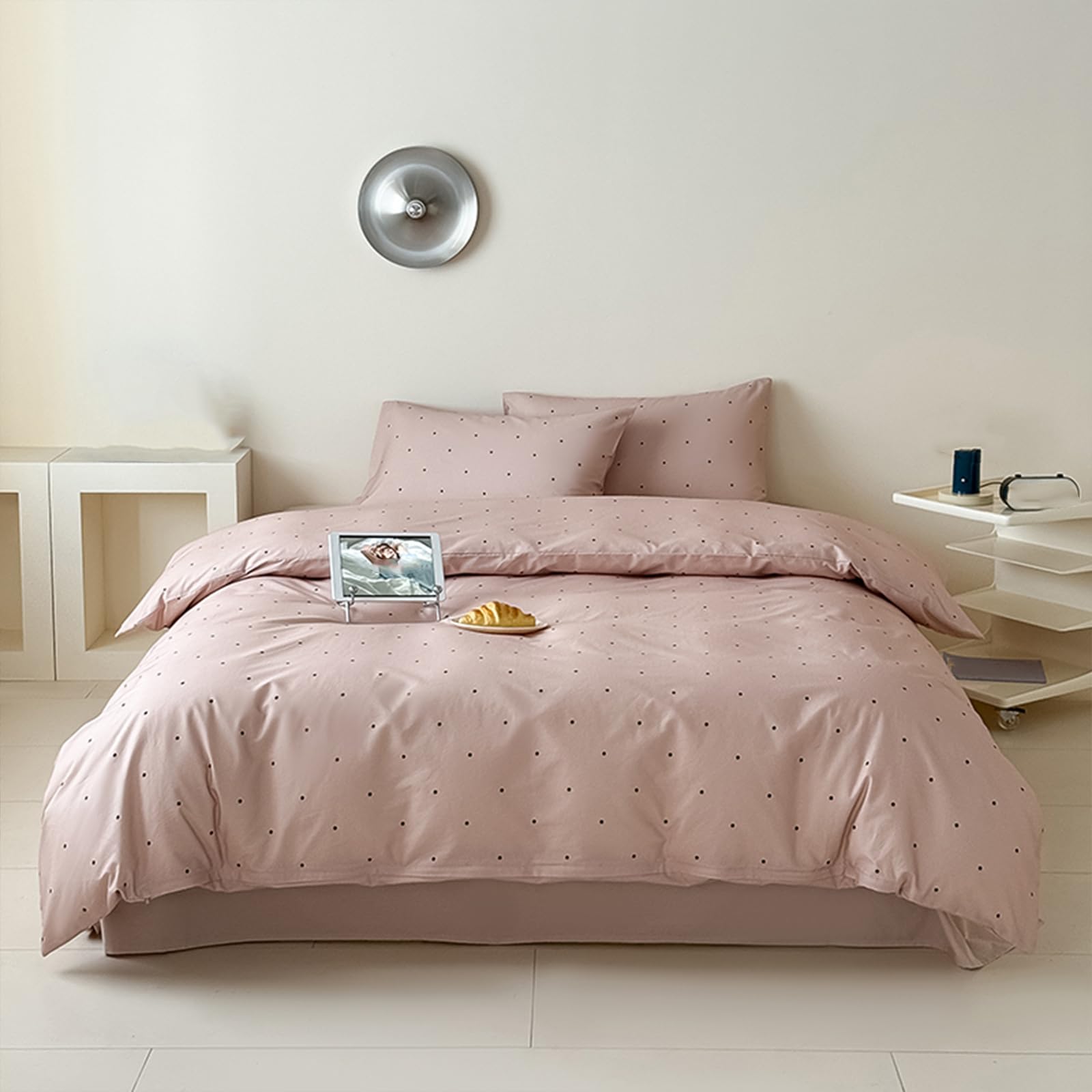 Housse de Couette 150x200cm avec Fermeture Éclair Légère et Aérée en Coton Rose