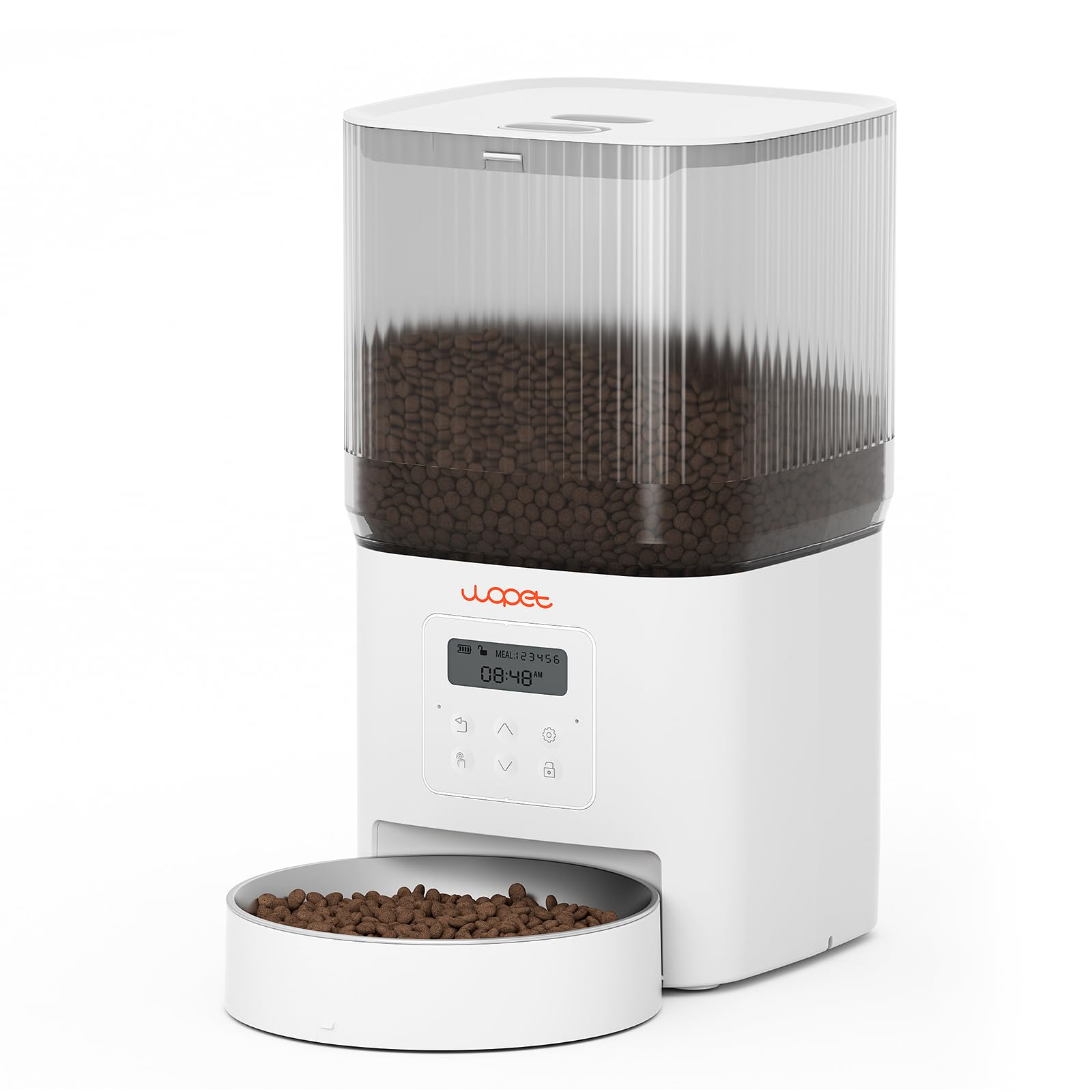 WOPET Automatic Cat Feeder, 4L Automatic Dog Feeder with 180-Day Battery Life, Programmable Cat Food Dispenser with Stainless Steel Bowl，1-6 Meals Per Day