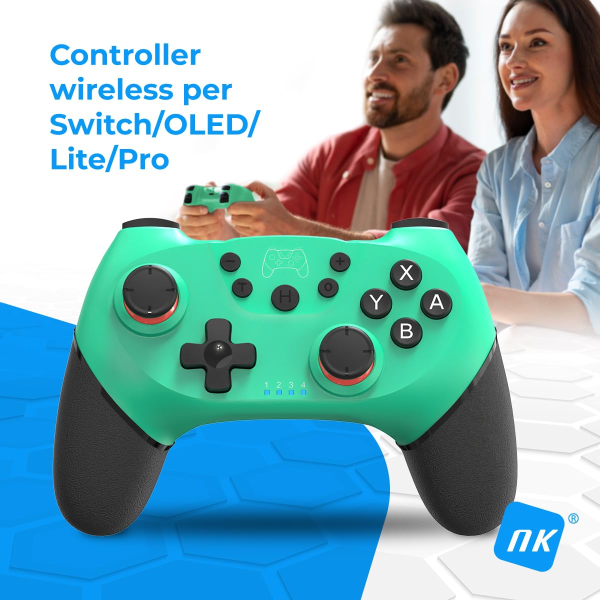NK Telecomando Switch Wireless - 2/Lite/OLED con funzione Wake, Bluetooth, 6 assi, funzione Turbo, Vibrazione, LED Indicatori - Blu