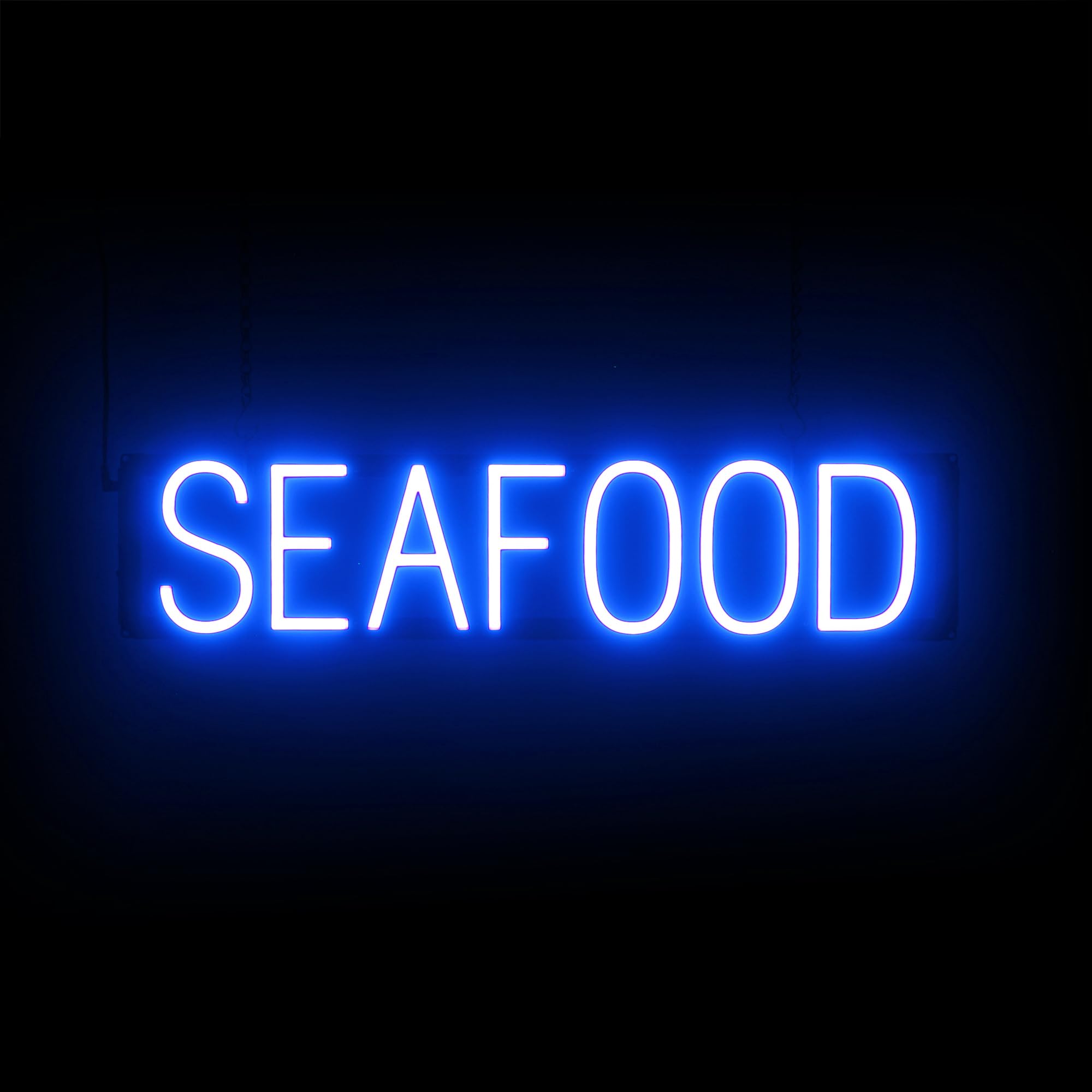 SpellBrite LED Neon SEAFOOD Sign for Business - Blue, 28" x 6"