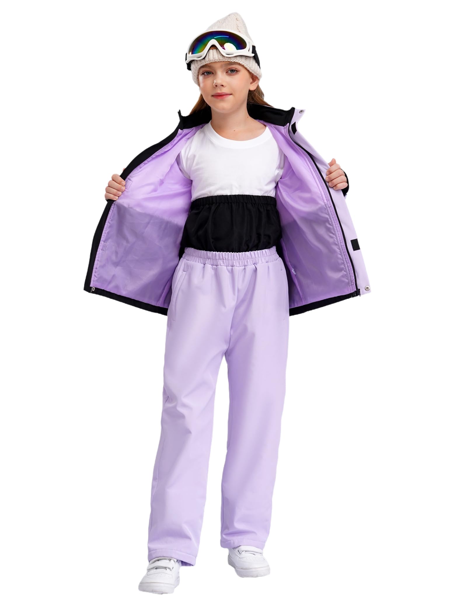 Sxiwei Unisexe Enfant Ensemble De Ski Neige 2Pcs Tenue Manteau À Capuche + Pantalon De Ski Chaud Sport Hiver
