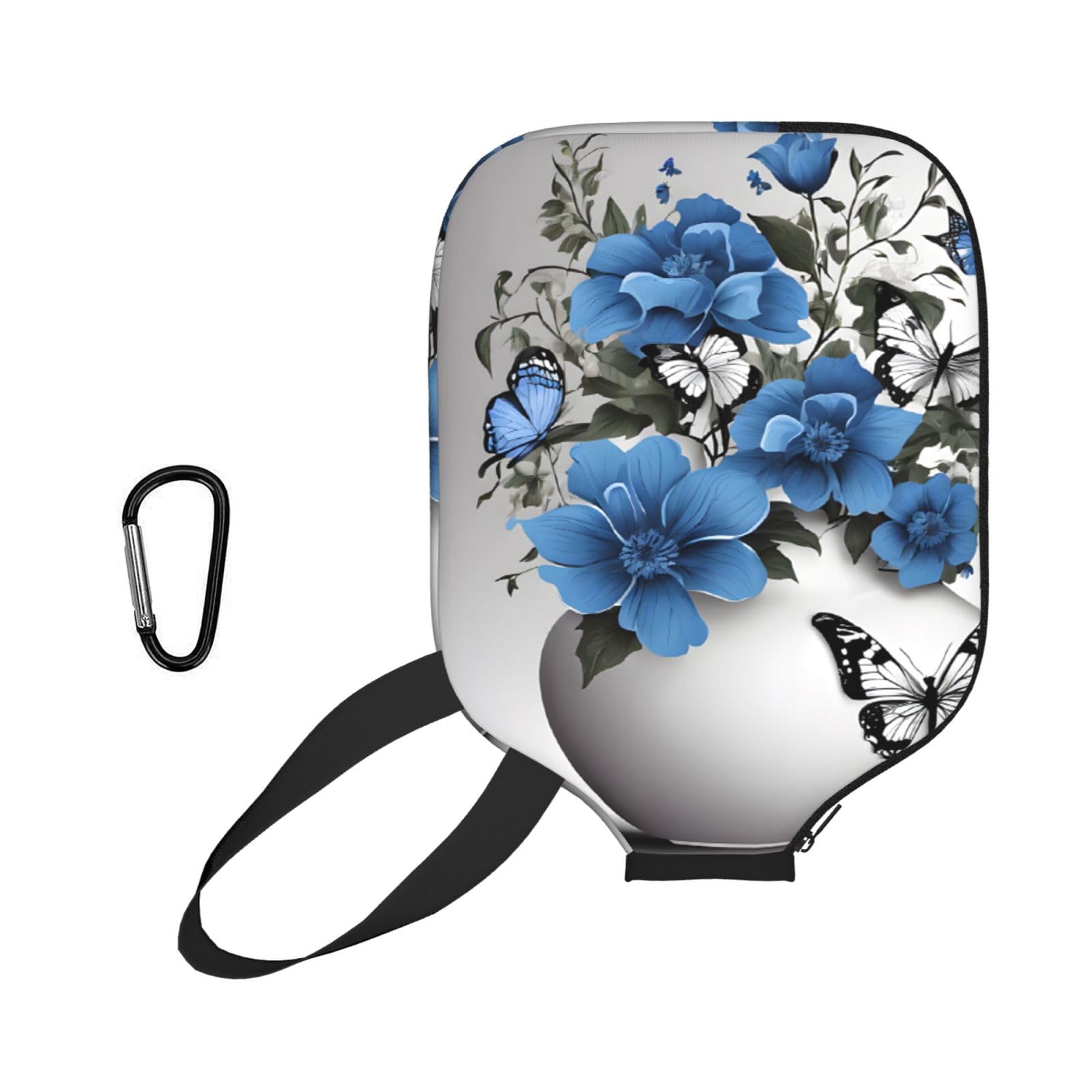 ESNAIUVCD Gray Teal Flower Butterfly Print