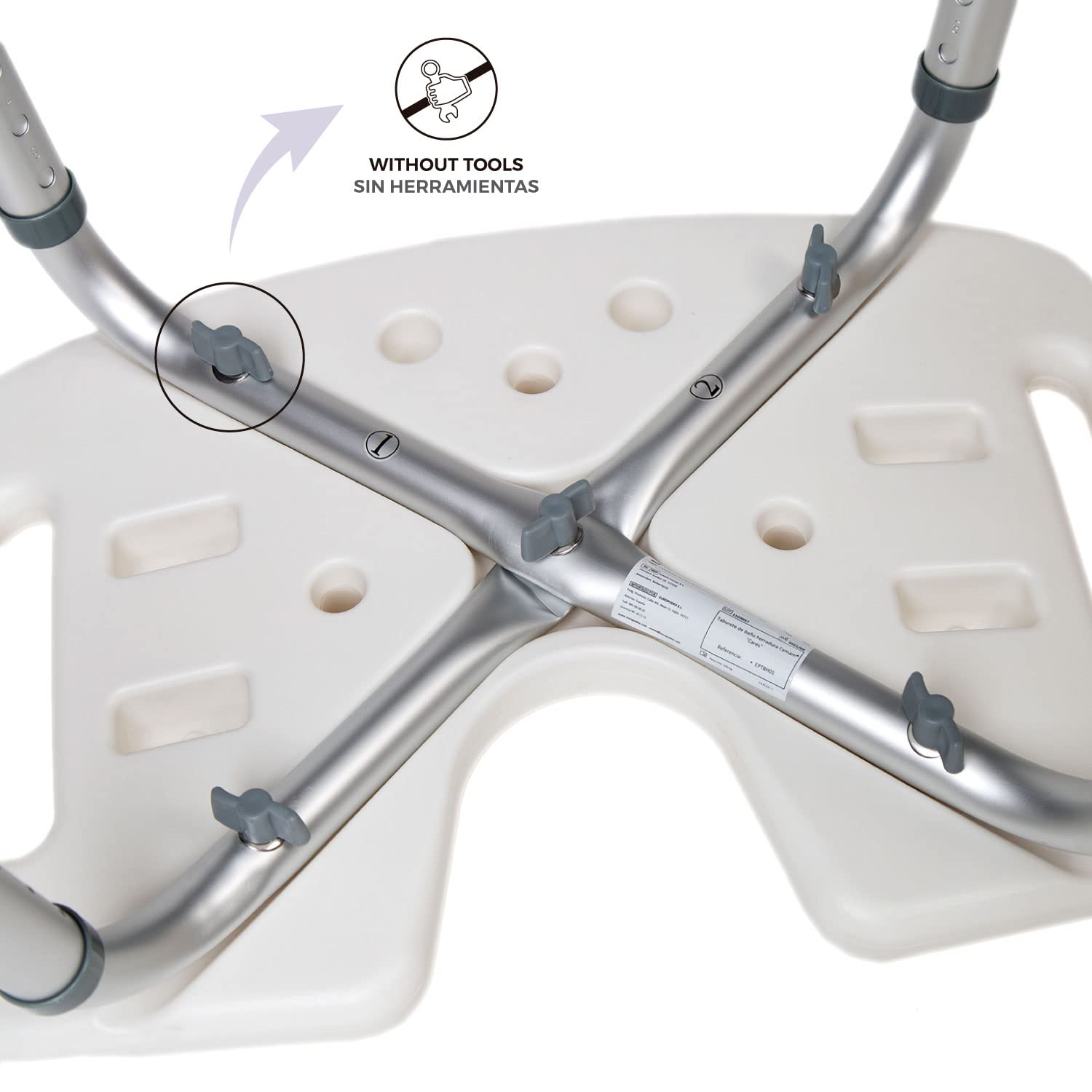 Taburete de Baño con Asiento en U y Altura Ajustable