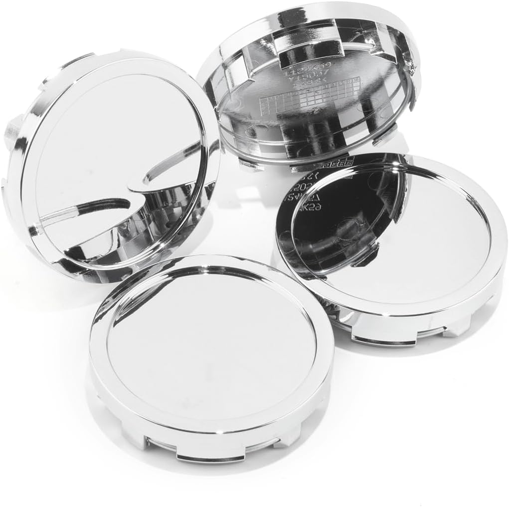 58MM Wheel Center Caps Rim Hub Caps Center Cover Replacement Outer 58mm/2.3in, Inner 55mm/2.17in, Chrome Silver-4Pcs